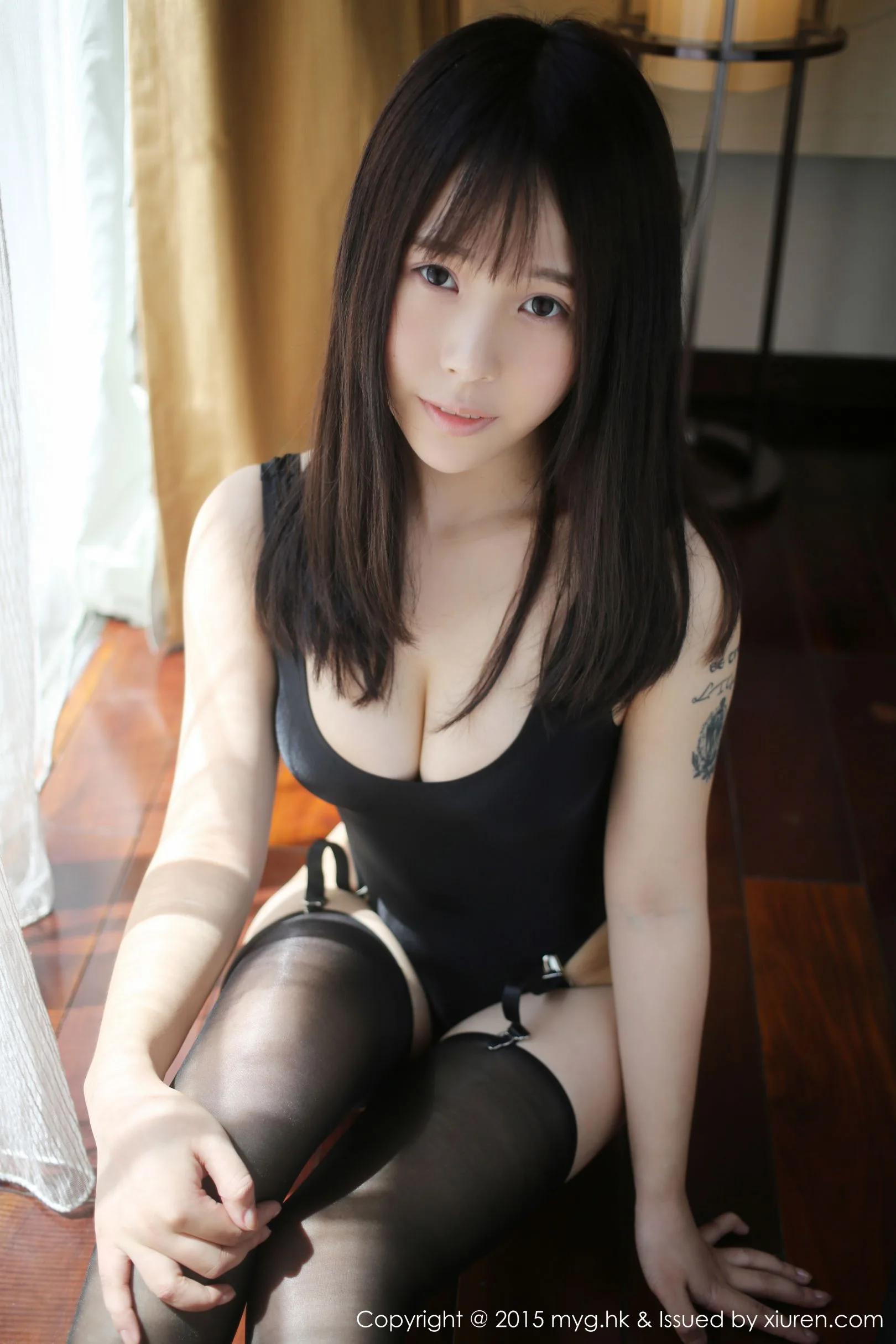 [Bộ sưu tập ảnh MyGirl Beauty]VOL.166 Evelyn - Bộ đồ bơi học sinh + Vớ đen - 32