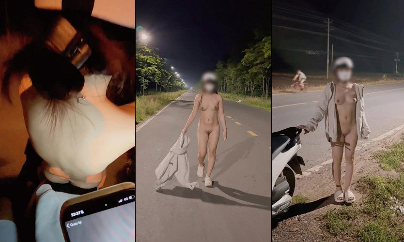 Clip: Em nghiện phô dâm cởi đồ khỏa thân chở anh đi dạo buổi tối - Clip Hot Việt