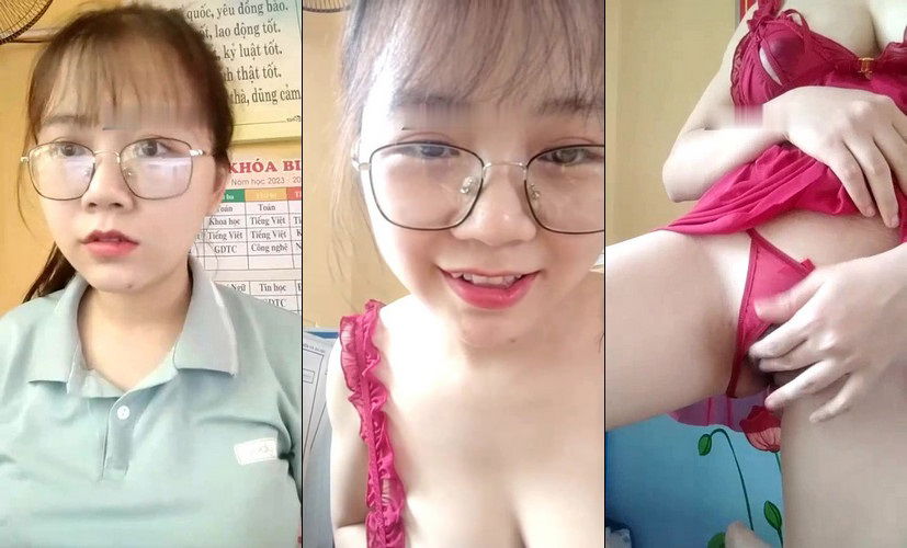 Clip: Cô giáo kính cận vú to đang dạy học thì thay đồ khoe hàng ngay trên lớp - Clip Hot Việt