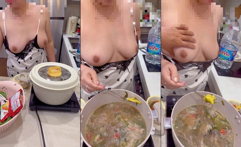 Clip: Vào bếp nấu ăn tẩm bổ cho anh sau một đêm mây mưa vắt cạn sức - Clip Hot Việt