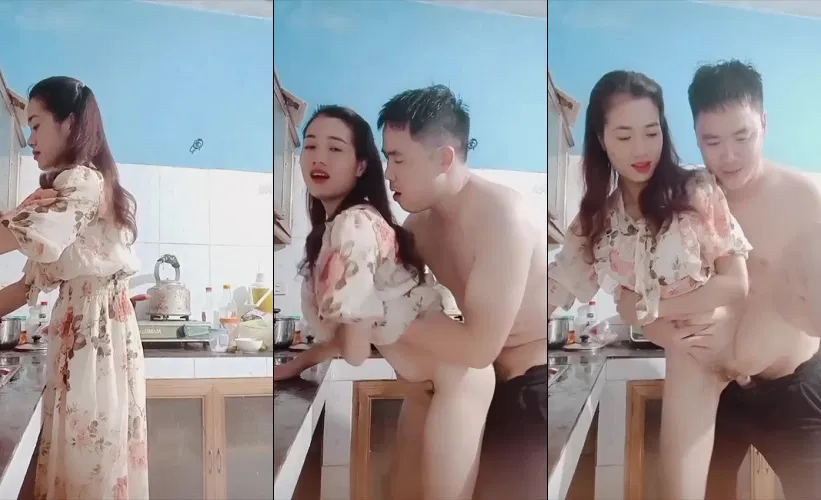 Clip: Em đang nấu ăn anh cũng kéo váy em lên chịch ngay tại bếp - Clip Hot Việt