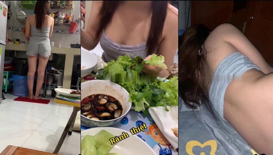 Clip: Em sinh viên mời về phòng ăn cơm rồi ăn em luôn – Checker Pita - Clip Hot Việt